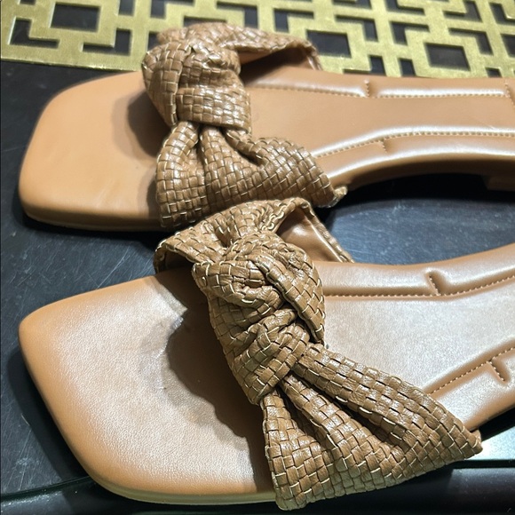 Marc Fisher Brown Woven Slide Sandals - Picture 2 of 4